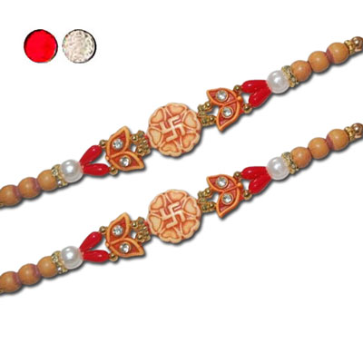 "Designer Fancy Rakhi - FR- 8520 A - Code 144 (2 RAKHIS) - Click here to View more details about this Product